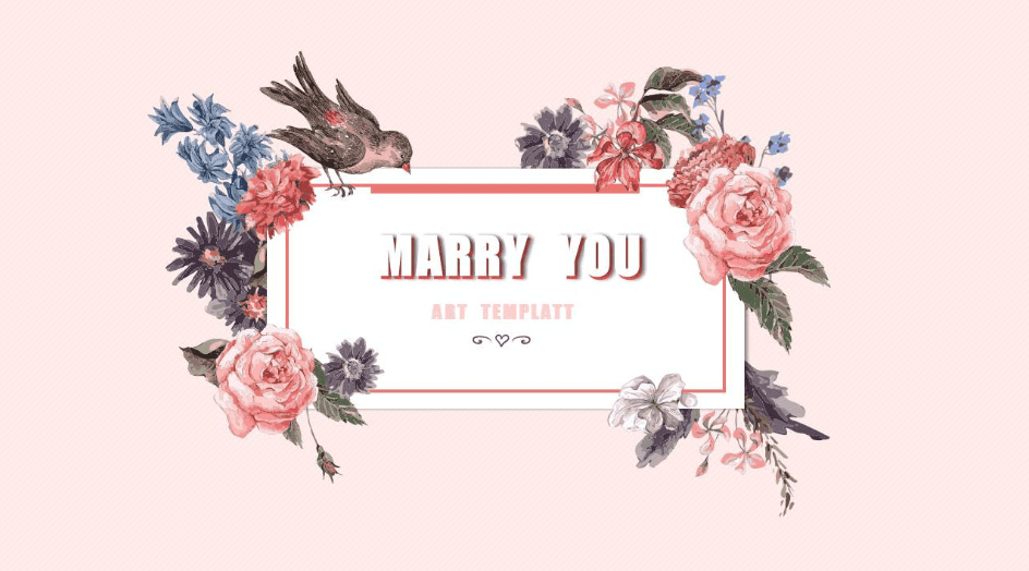 花漾鸟语小清新情人节浪漫婚礼模板ppt模板